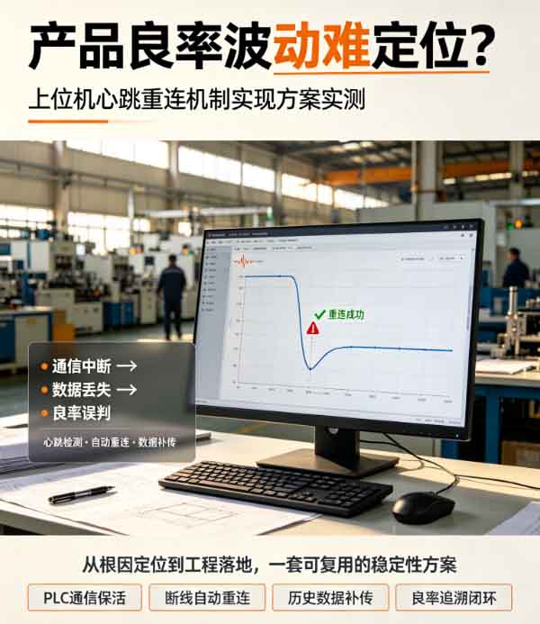 上位机心跳重连机制示意图 - 网络连接状态监测与数据恢复流程
